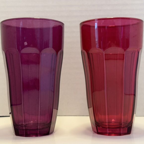 Circleware by Pasabahce Set of 2, 11 Oz Tumblers Glasses Gem Colors Red/Purple - Picture 2 of 11
